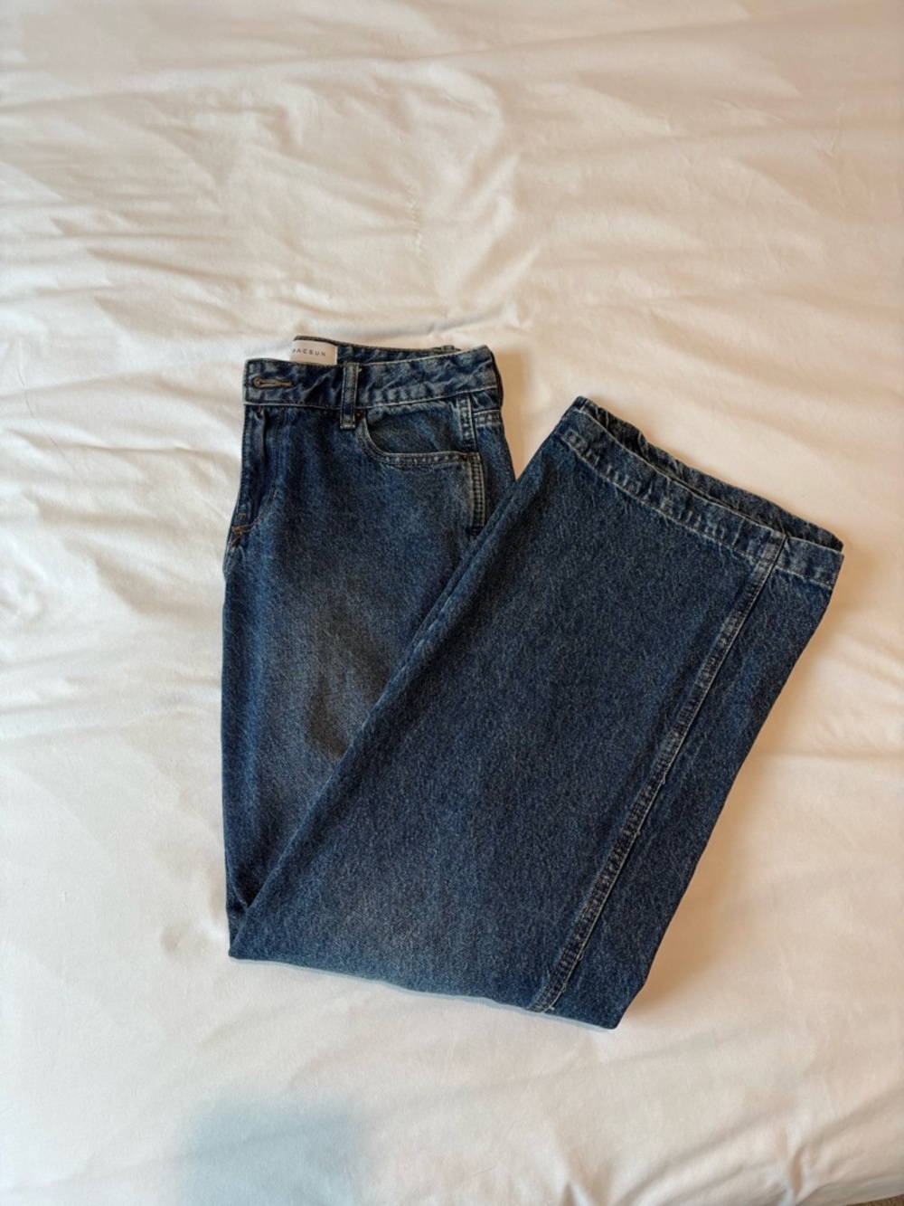 PacSun Women's Dark Blue Wide Leg Jeans